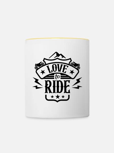 Liebe zum Reiten - Tasse zweifarbig - Weiß/Gelb