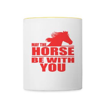 May The Horse Be With You Design Horsing Shirt - Contrasting Mug - white/yellow - Front