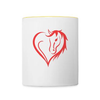 La vie du cœur est meilleure avec les chevaux Design Horsing - Mug contrasté - blanc/jaune - Devant