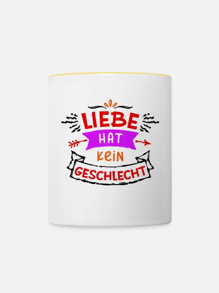 Lgbt Gleichgeschlechtliche Partnerschaft Statement - Tasse zweifarbig - Weiß/Gelb
