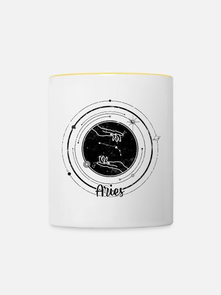 Mitternachts-Schneeflocken-Sternbild - Tasse zweifarbig - Weiß/Gelb