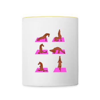 La vie de yoga est meilleure avec la conception - Mug contrasté - blanc/jaune - Devant