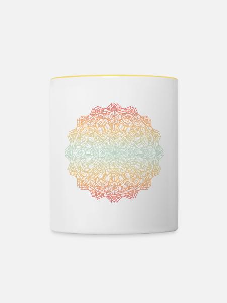 Mandala - Tasse zweifarbig - Weiß/Gelb