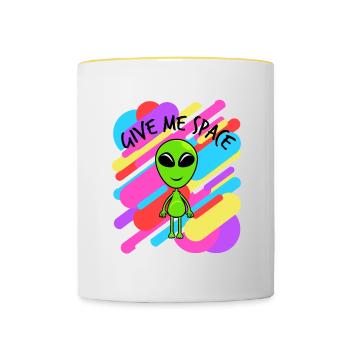Donnez-moi de l'espace T-shirt coloré Design - Mug contrasté - blanc/jaune - Devant