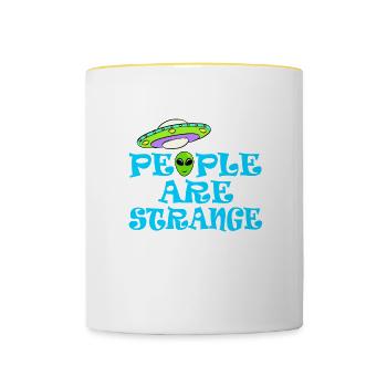 Les gens sont étranges T-shirt Design - Mug contrasté - blanc/jaune - Devant
