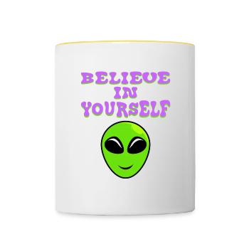 Croyez en vous-même Conception de T-shirt de - Mug contrasté - blanc/jaune - Devant