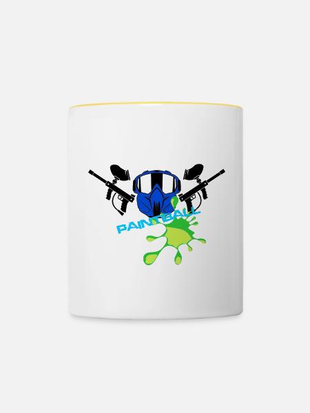 Paintball - Tasse zweifarbig - Weiß/Gelb