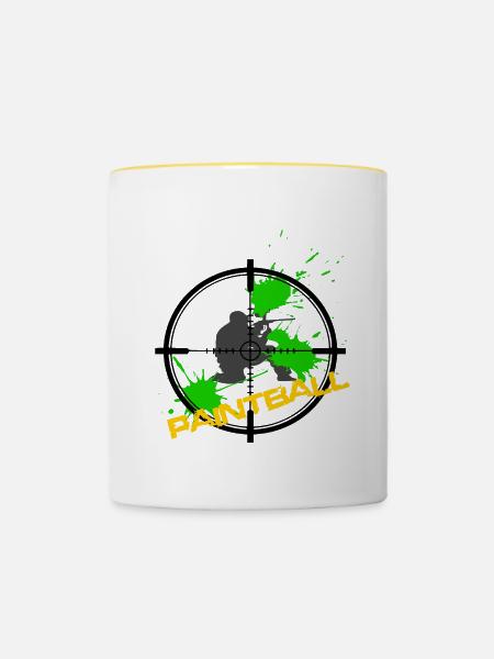 Paintball - Tasse zweifarbig - Weiß/Gelb