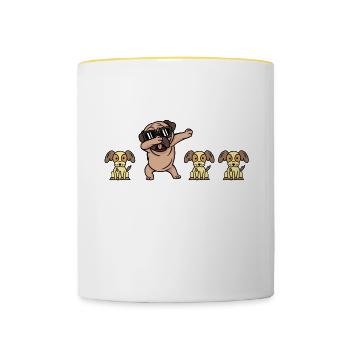 Sei anders Tier Pfoten Hunde Design für Pfote - Tasse zweifarbig - Weiß/Gelb - Vorne
