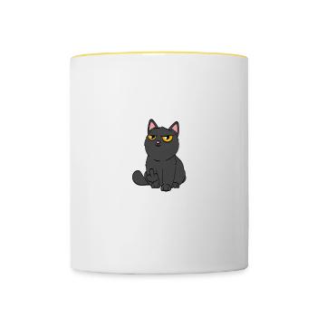 Mon chat et moi parlons de merde à propos de vous - Mug contrasté - blanc/jaune - Devant