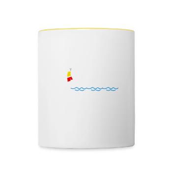Genitiv ins Wasser wiese ist es Dativ? Lustig - Tasse zweifarbig - Weiß/Gelb - Vorne