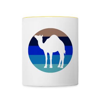 Animaux du désert vintage aux couleurs du chameau - Mug contrasté - blanc/jaune - Devant