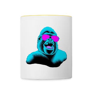 Mr. Cool Monkey - Contrasting Mug - white/yellow - Front
