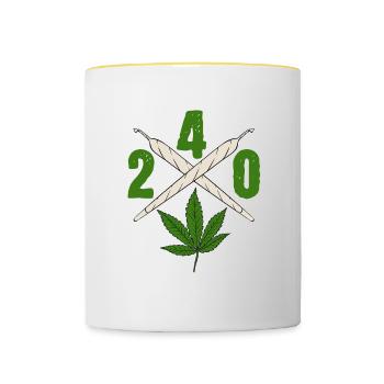 240 Green Cannabis Shirt For High People Weed - Contrasting Mug - white/yellow - Front