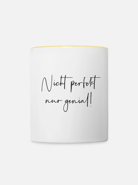 Nicht perfekt nur genial - Tasse zweifarbig - Weiß/Gelb