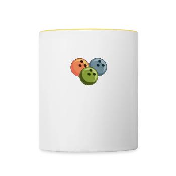 Bowling Pins Alley Strike Score Wurf Design - Tasse zweifarbig - Weiß/Gelb - Vorne