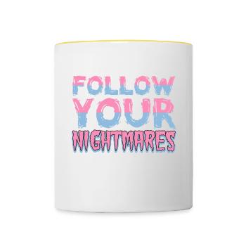 Suits vos cauchemars Designs de T-shirts - Mug contrasté - blanc/jaune - Devant