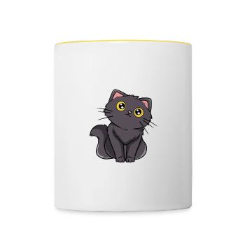 Meow Persian Overweight Obese Large Big I'm Not - Contrasting Mug - white/yellow - Front