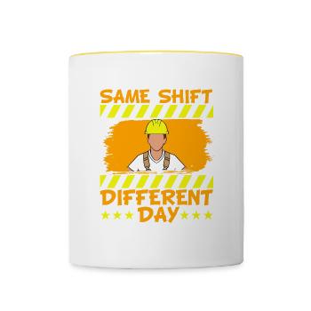 Bauleiter Zimmerei Beruf Gleich - Tasse zweifarbig - Weiß/Gelb - Vorne
