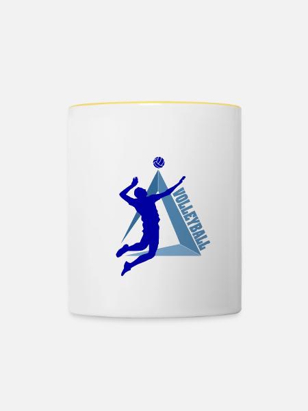 Volleyball - Tasse zweifarbig - Weiß/Gelb