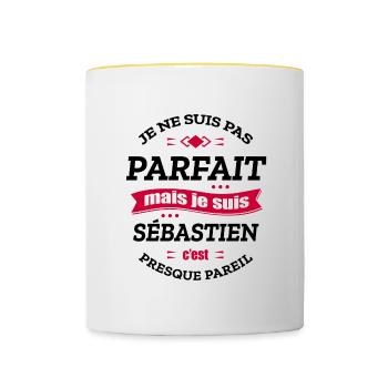 SÉBASTIEN PARFAIT - PRENOM SÉBASTIEN - Mug contrasté - blanc/jaune - Devant