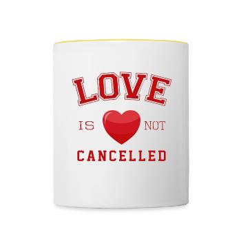 L’amour n’est pas annulé Cadeau de Saint-Valentin - Mug contrasté - blanc/jaune - Devant