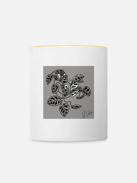 Zimmerpflanze Poster - Tasse zweifarbig - Weiß/Gelb