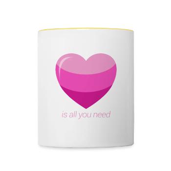 Nous avons juste besoin d’amour - Cadeau Saint-Valentin - Mug contrasté - blanc/jaune - Devant