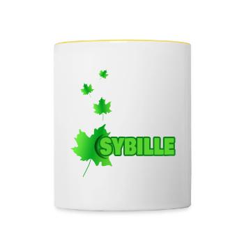 Ahornblatt für Sybille Bille Vorname - Tasse zweifarbig - Weiß/Gelb - Vorne