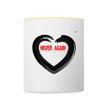 Anti Valentine's day - never again - Contrasting Mug - white/yellow - Front
