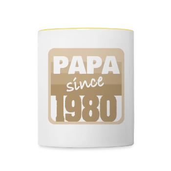 Jahr 1980 - Tasse zweifarbig - Weiß/Gelb - Vorne