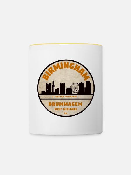 Brummagem Skyline West Midlands Badge - Tasse zweifarbig - Weiß/Gelb