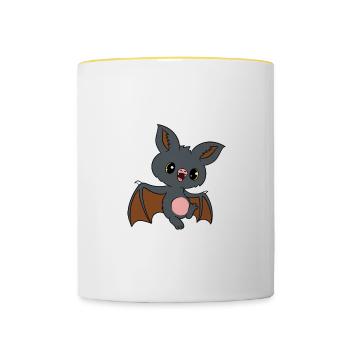Spooky Creepy Bat Halloween Scary T-shirt Design - Contrasting Mug - white/yellow - Front