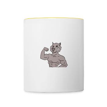 Combat Wombat Taekwondo Feline Feral Meow Pet - Contrasting Mug - white/yellow - Front