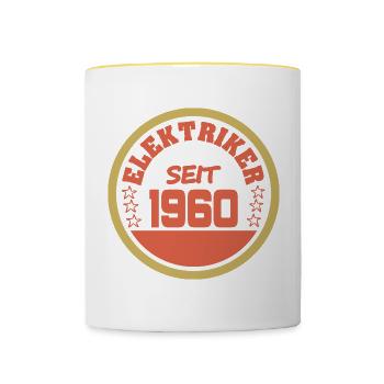 60er - Tasse zweifarbig - Weiß/Gelb - Vorne