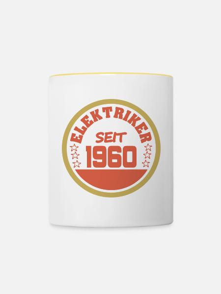 60er - Tasse zweifarbig - Weiß/Gelb