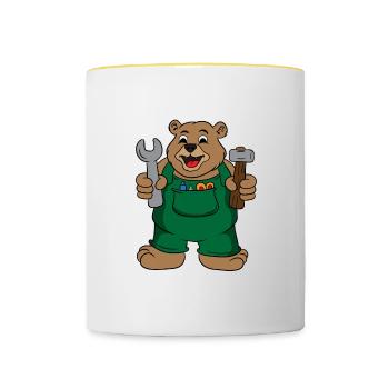Papa Bear Fix Carpentry Dad Grandpa Father - Contrasting Mug - white/yellow - Front