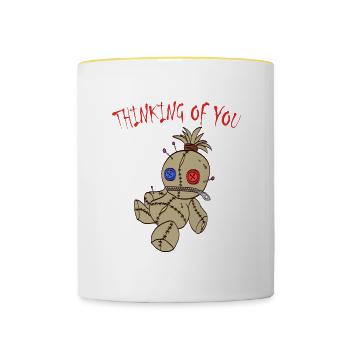 Thinking Of You Depression Kills Raise Awareness - Contrasting Mug - white/yellow - Front