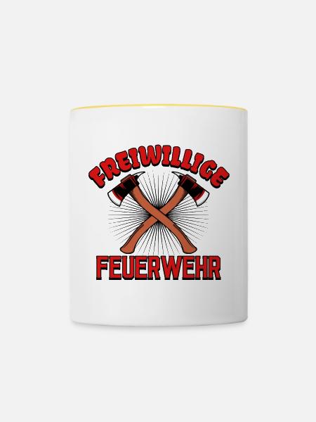 Feuerwehr Lebensretter Statement Löscharbeit - Tasse zweifarbig - Weiß/Gelb