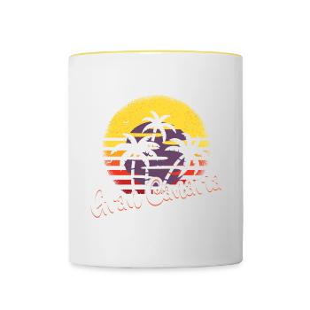 "Gran Canaria Island Spain" T-shirt Design Sun - Mug contrasté - blanc/jaune - Devant