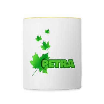 Vorname Petra - Tasse zweifarbig - Weiß/Gelb - Vorne