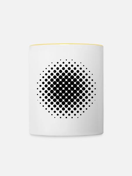 Black Dots - Tasse zweifarbig - Weiß/Gelb