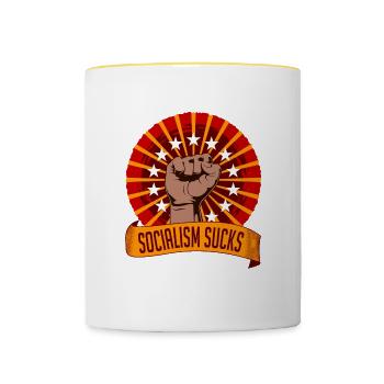 Collection de croissance économique lente du - Mug contrasté - blanc/jaune - Devant