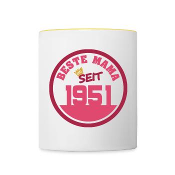Jahr 1951 - Tasse zweifarbig - Weiß/Gelb - Vorne