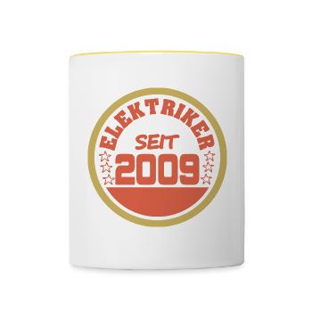 Jahr 2009 - Tasse zweifarbig - Weiß/Gelb - Vorne