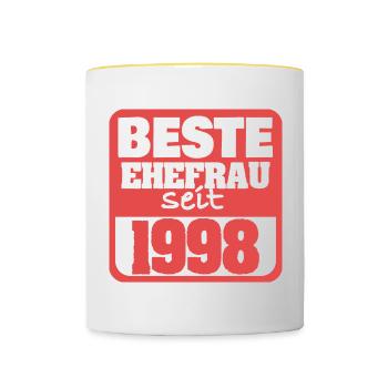 Ehefrau 1998 - Tasse zweifarbig - Weiß/Gelb - Vorne