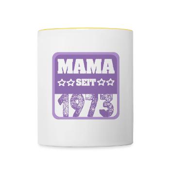 Jahr 1973 - Tasse zweifarbig - Weiß/Gelb - Vorne