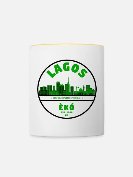 Lagos Skyline Grün - Tasse zweifarbig - Weiß/Gelb