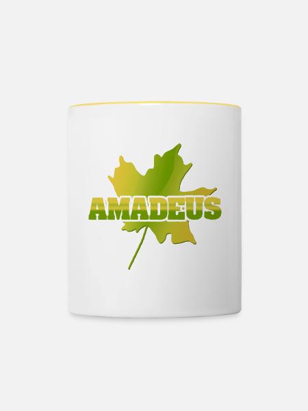 Herbst Ahornblatt Amadeus - Tasse zweifarbig - Weiß/Gelb