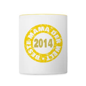 Mama 2014 - Tasse zweifarbig - Weiß/Gelb - Vorne